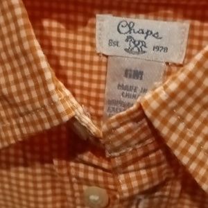 NWT CHAPS orange and white checkered short romper Size 6 months